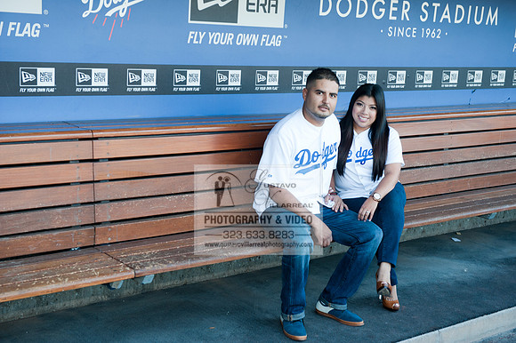 enagement pictures at Los Angeles Dodgers Stadium, www.gustavovillarrealphotography.com, 323-633-8283