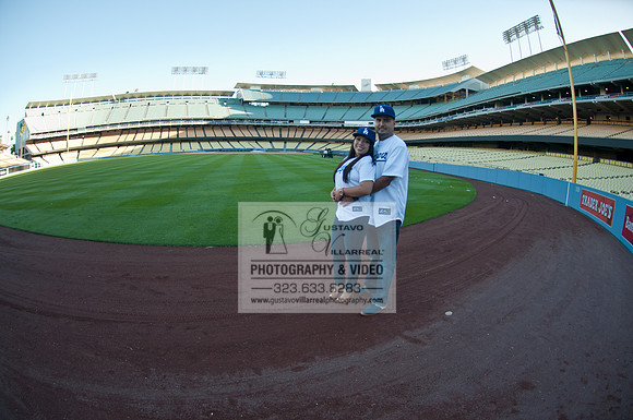 enagement pictures at Los Angeles Dodgers Stadium, www.gustavovillarrealphotography.com, 323-633-8283