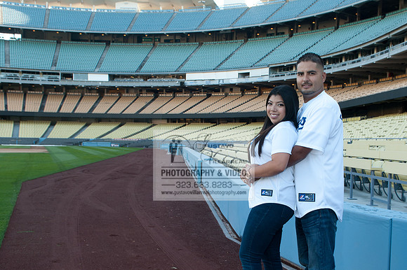 enagement pictures at Los Angeles Dodgers Stadium, www.gustavovillarrealphotography.com, 323-633-8283