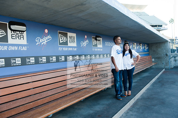 enagement pictures at Los Angeles Dodgers Stadium, www.gustavovillarrealphotography.com, 323-633-8283