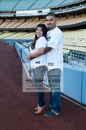 enagement pictures at Los Angeles Dodgers Stadium, www.gustavovillarrealphotography.com, 323-633-8283