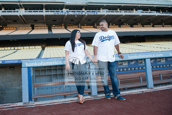 enagement pictures at Los Angeles Dodgers Stadium, www.gustavovillarrealphotography.com, 323-633-8283