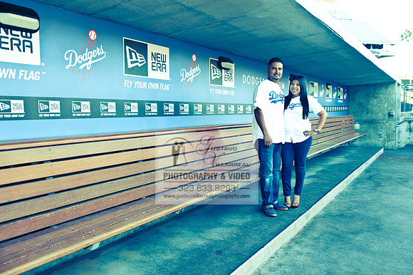 enagement pictures at Los Angeles Dodgers Stadium, www.gustavovillarrealphotography.com, 323-633-8283