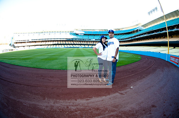 enagement pictures at Los Angeles Dodgers Stadium, www.gustavovillarrealphotography.com, 323-633-8283