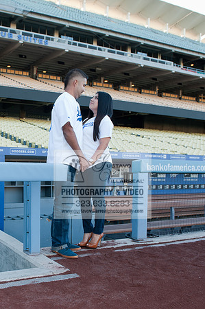 enagement pictures at Los Angeles Dodgers Stadium, www.gustavovillarrealphotography.com, 323-633-8283