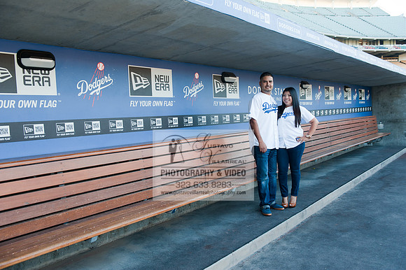 enagement pictures at Los Angeles Dodgers Stadium, www.gustavovillarrealphotography.com, 323-633-8283