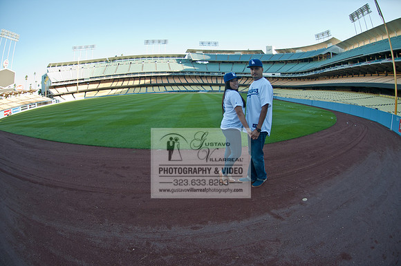 enagement pictures at Los Angeles Dodgers Stadium, www.gustavovillarrealphotography.com, 323-633-8283