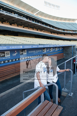 enagement pictures at Los Angeles Dodgers Stadium, www.gustavovillarrealphotography.com, 323-633-8283