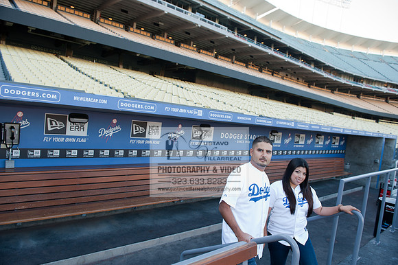 enagement pictures at Los Angeles Dodgers Stadium, www.gustavovillarrealphotography.com, 323-633-8283