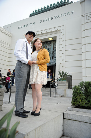 engagement pictures in Los Angeles observatory in Griffith park,