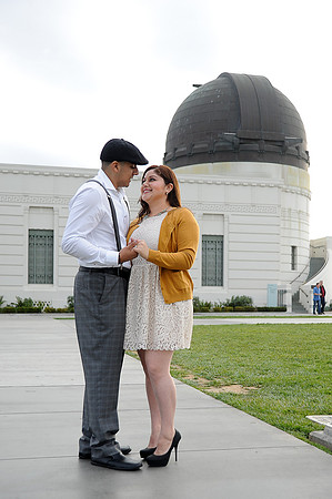 engagement pictures in Los Angeles observatory in Griffith park,