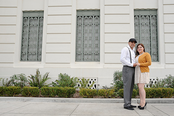 engagement pictures in Los Angeles observatory in Griffith park,