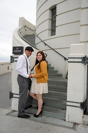 engagement pictures in Los Angeles observatory in Griffith park,