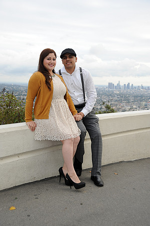 engagement pictures in Los Angeles observatory in Griffith park,