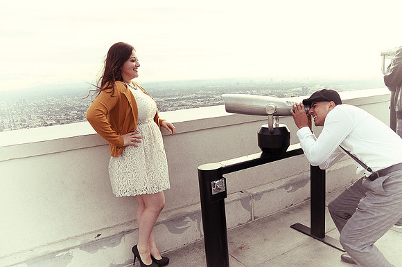 engagement pictures in Los Angeles observatory in Griffith park,