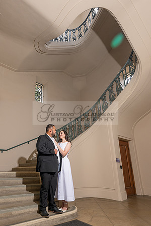 Steven and Natalie engagement, wedding photos in Pasadena City Hall, Pasadena Ca, Gustavo Villarreal Photography, videographer, 323-633-8283, www.gvphotoandvideo.com