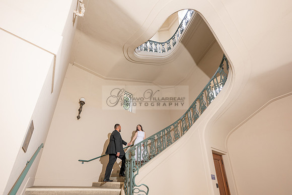 Steven and Natalie engagement, wedding photos in Pasadena City Hall, Pasadena Ca, Gustavo Villarreal Photography, videographer, 323-633-8283, www.gvphotoandvideo.com