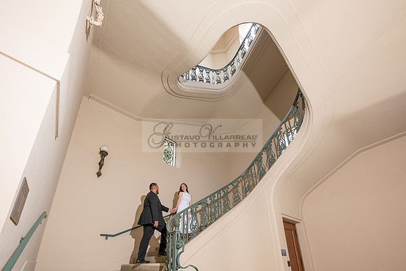Steven and Natalie engagement, wedding photos in Pasadena City Hall, Pasadena Ca, Gustavo Villarreal Photography, videographer, 323-633-8283, www.gvphotoandvideo.com