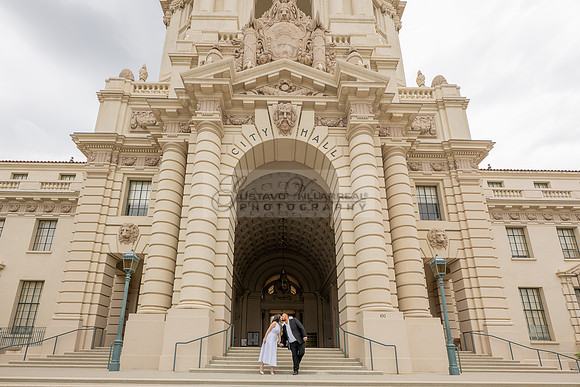 Steven and Natalie engagement, wedding photos in Pasadena City Hall, Pasadena Ca, Gustavo Villarreal Photography, videographer, 323-633-8283, www.gvphotoandvideo.com