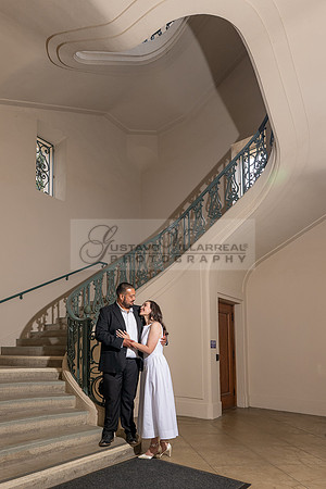 Steven and Natalie engagement, wedding photos in Pasadena City Hall, Pasadena Ca, Gustavo Villarreal Photography, videographer, 323-633-8283, www.gvphotoandvideo.com