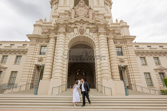 Steven and Natalie engagement, wedding photos in Pasadena City Hall, Pasadena Ca, Gustavo Villarreal Photography, videographer, 323-633-8283, www.gvphotoandvideo.com