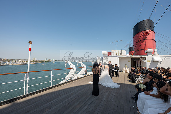Ariel and Maricruz wedding ceremony, reception at The Queen Mary in Long Beach Ca, Gustavo Villarreal Photographer, videographer, 323-633-8283, www.gvphotoandvideo.com