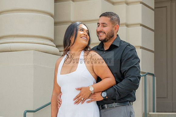 Lupe and Gustavo wedding engagement photo session at Pasadena City Hall in Pasadena California by Gustavo Villarreal Photographer, videographer, 323-633-8283, www.gvphotoandvideo.com