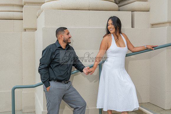 Lupe and Gustavo wedding engagement photo session at Pasadena City Hall in Pasadena California by Gustavo Villarreal Photographer, videographer, 323-633-8283, www.gvphotoandvideo.com