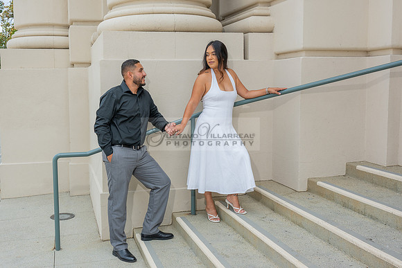 Lupe and Gustavo wedding engagement photo session at Pasadena City Hall in Pasadena California by Gustavo Villarreal Photographer, videographer, 323-633-8283, www.gvphotoandvideo.com