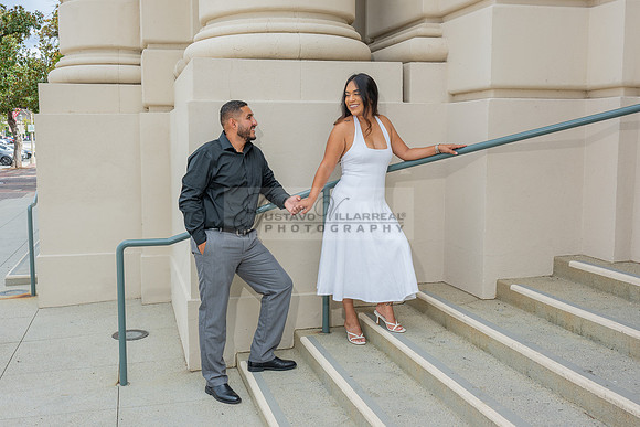 Lupe and Gustavo wedding engagement photo session at Pasadena City Hall in Pasadena California by Gustavo Villarreal Photographer, videographer, 323-633-8283, www.gvphotoandvideo.com