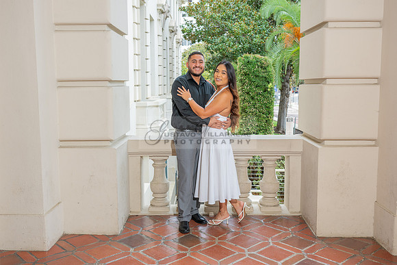 Lupe and Gustavo wedding engagement photo session at Pasadena City Hall in Pasadena California by Gustavo Villarreal Photographer, videographer, 323-633-8283, www.gvphotoandvideo.com