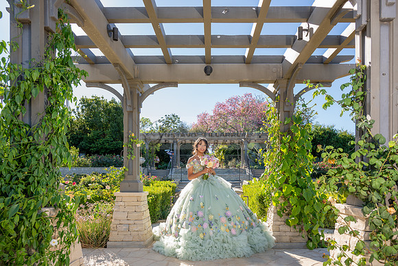 Emma Gutierrez quinceanera photo shoot, videos at South Coast Botanic Garden in Palos Verdes States Ca by Gustavo Villarreal Photography, 323-633-8283, www.gvphotoandvideo.com
