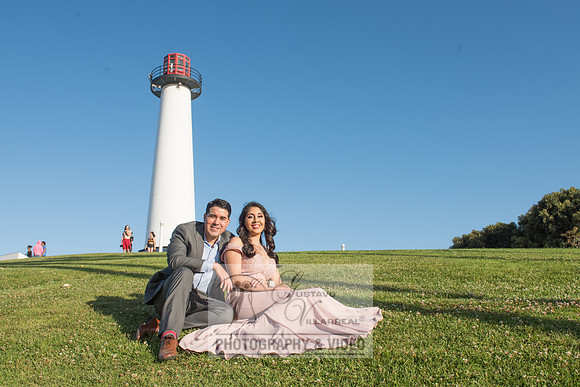 Alejandro and Monique engagement photos at Long beach Harbor Lighthouse, 323-633-8283, www.gustavovillarreal.com