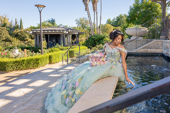 Emma Gutierrez quinceanera photo shoot, videos at South Coast Botanic Garden in Palos Verdes States Ca by Gustavo Villarreal Photography, 323-633-8283, www.gvphotoandvideo.com