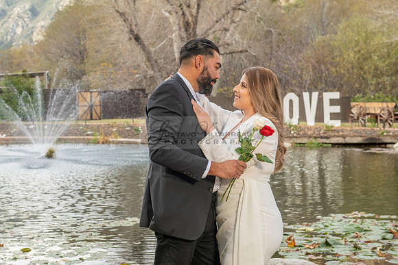 Lourdes and Alberto engagement photo session at Hidden Acres Events, Lytle Creek, California, 323-633-8283