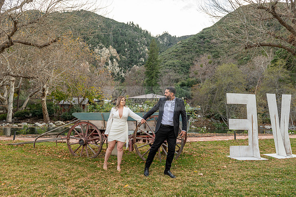 Lourdes and Alberto engagement photo session at Hidden Acres Events, Lytle Creek, California, 323-633-8283