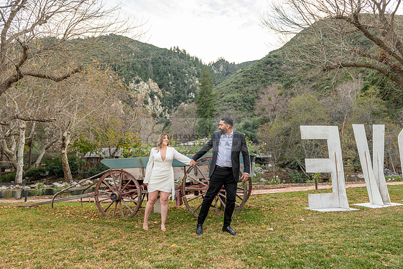 Lourdes and Alberto engagement photo session at Hidden Acres Events, Lytle Creek, California, 323-633-8283