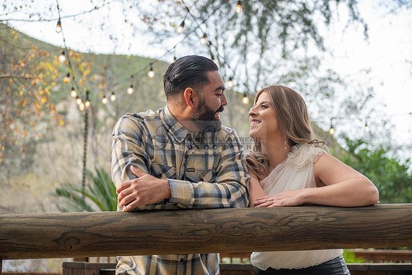 Lourdes and Alberto engagement photo session at Hidden Acres Events, Lytle Creek, California, 323-633-8283