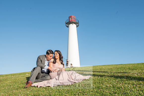 Alejandro and Monique engagement photos at Long beach Harbor Lighthouse, 323-633-8283, www.gustavovillarreal.com