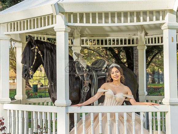 Quinceanera photoshoot at Rose Garden in Riverside Ca. Sesion de fotos en caballos, Gustavo Villarreal Photography, 323-633-8283