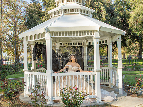 Quinceanera photoshoot at Rose Garden in Riverside Ca. Sesion de fotos en caballos, Gustavo Villarreal Photography, 323-633-8283