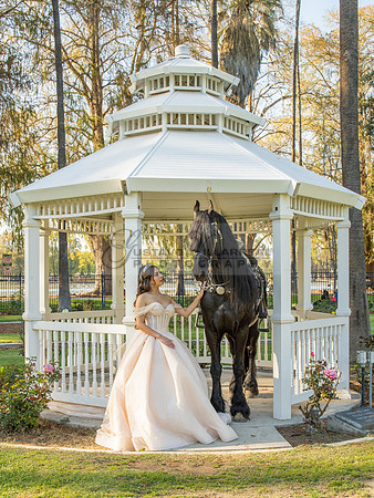 Quinceanera photoshoot at Rose Garden in Riverside Ca. Sesion de fotos en caballos, Gustavo Villarreal Photography, 323-633-8283