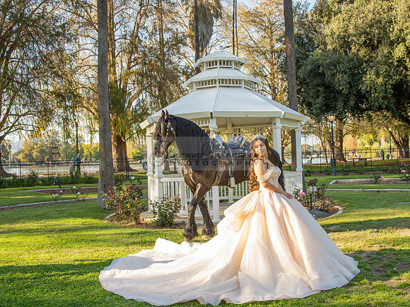 Quinceanera photoshoot at Rose Garden in Riverside Ca. Sesion de fotos en caballos, Gustavo Villarreal Photography, 323-633-8283