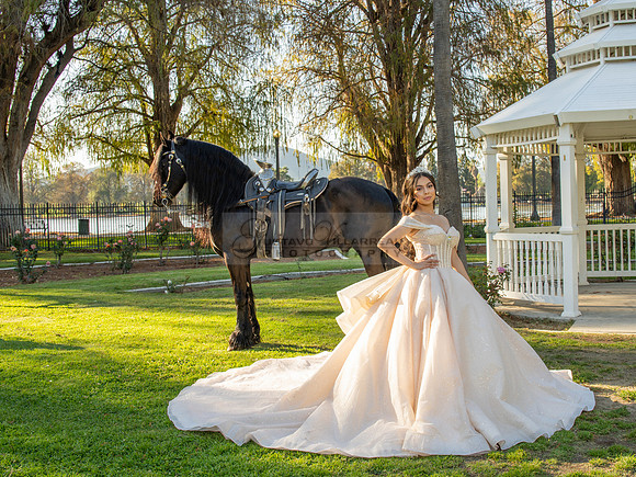 Quinceanera photoshoot at Rose Garden in Riverside Ca. Sesion de fotos en caballos, Gustavo Villarreal Photography, 323-633-8283