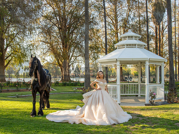 Quinceanera photoshoot at Rose Garden in Riverside Ca. Sesion de fotos en caballos, Gustavo Villarreal Photography, 323-633-8283