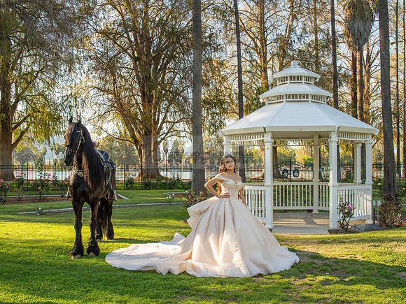 Quinceanera photoshoot at Rose Garden in Riverside Ca. Sesion de fotos en caballos, Gustavo Villarreal Photography, 323-633-8283