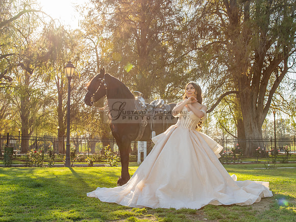 Quinceanera photoshoot at Rose Garden in Riverside Ca. Sesion de fotos en caballos, Gustavo Villarreal Photography, 323-633-8283