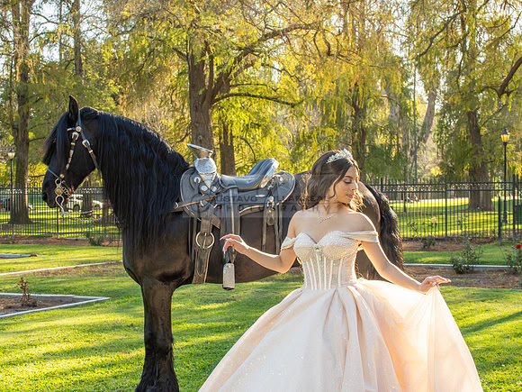Quinceanera photoshoot at Rose Garden in Riverside Ca. Sesion de fotos en caballos, Gustavo Villarreal Photography, 323-633-8283