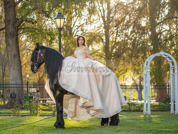 Quinceanera photoshoot at Rose Garden in Riverside Ca. Sesion de fotos en caballos, Gustavo Villarreal Photography, 323-633-8283