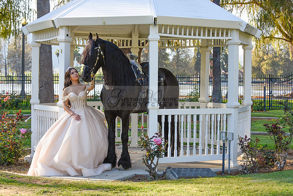 Quinceanera photoshoot at Rose Garden in Riverside Ca. Sesion de fotos en caballos, Gustavo Villarreal Photography, 323-633-8283